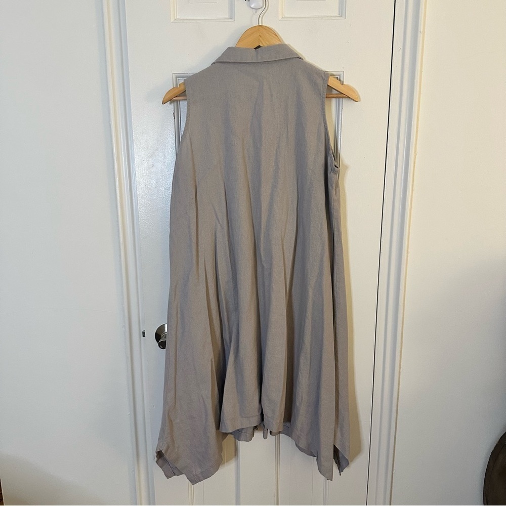Forcynthia Linen Dress Shark Bite Hem Asymmetrical Boho Lagenlook Artsy Large - Picture 5 of 8